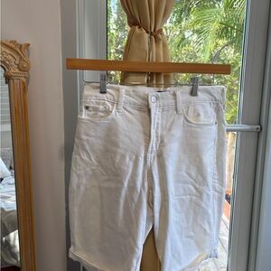 NYDJ Jean Shorts Womens White Stretch Slimming Denim Roll Cuff Bermuda size 8